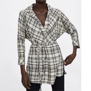 Zara Oversized Check Blouse